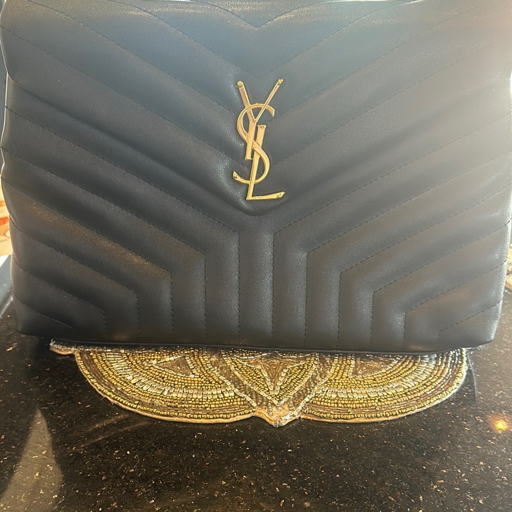 Yves Saint Laurent Black Quilted Shoulder Bag with Gold Hardware
